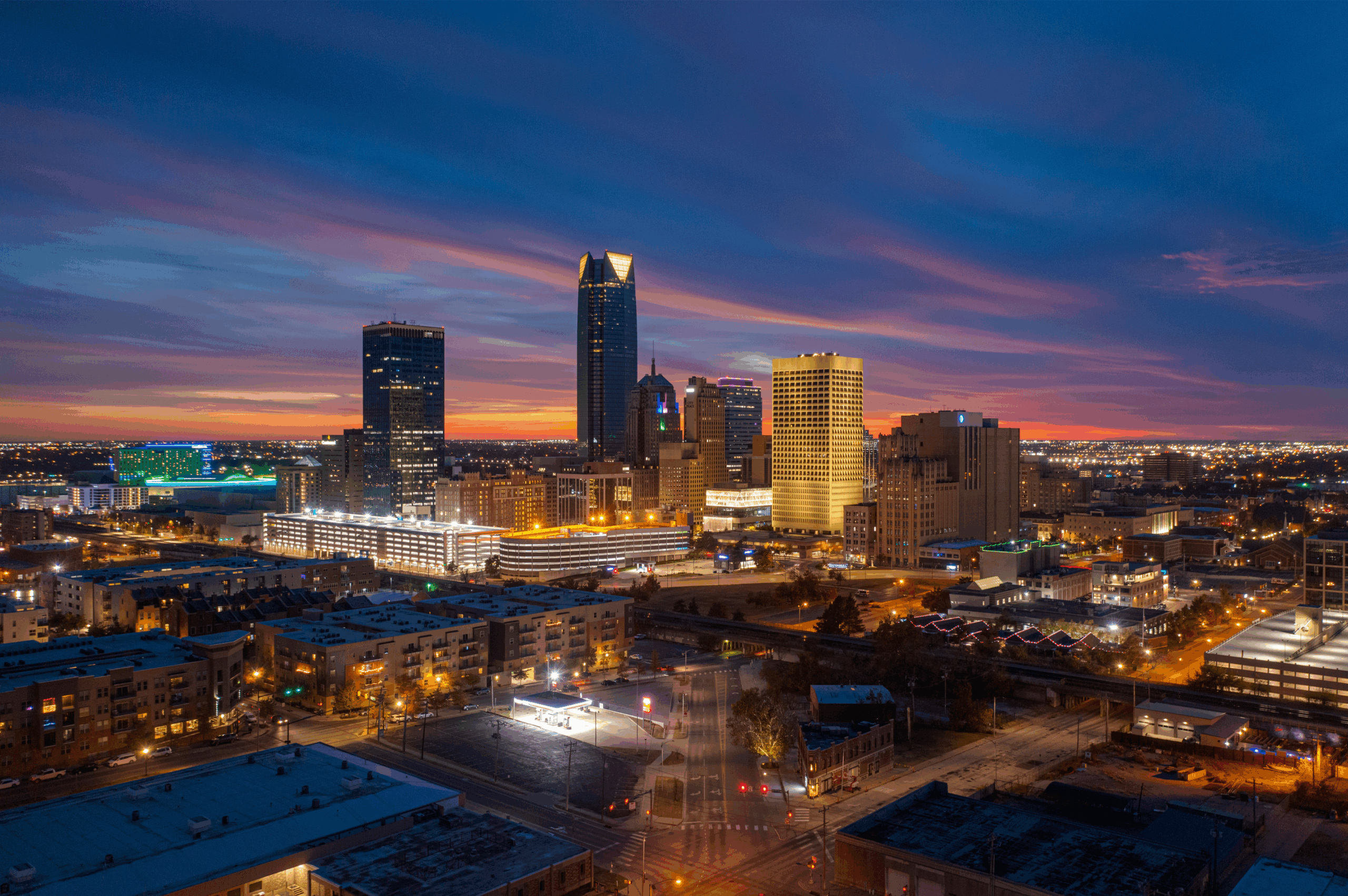 Oklahoma City Downtown Skyline at Dusk
